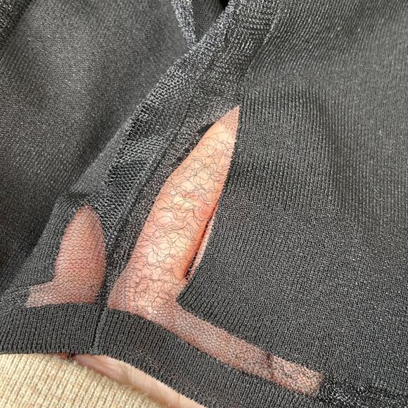 Tom Ford Black Ribbed V Neck Sweater Sheer Panels Flawed Sized M - Picture 13 of 13